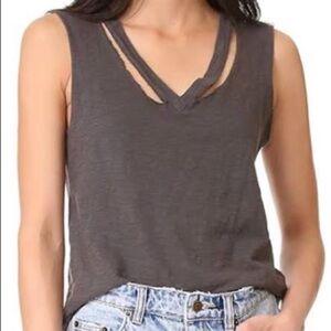 LNA‎ Sz Med Double Fallon Grey Distress Vneck NEW